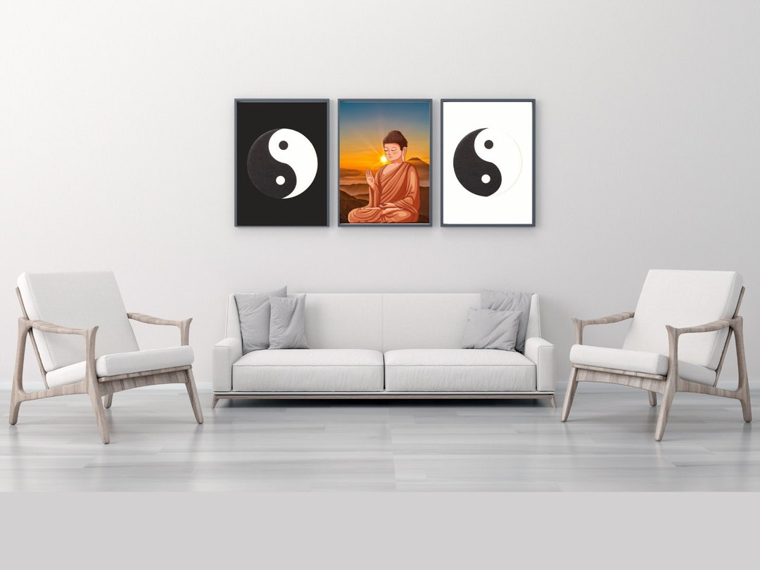 Buddha Wall Art Set of 3 Piece Printable Art, Yoga Studio, Downloadable ...