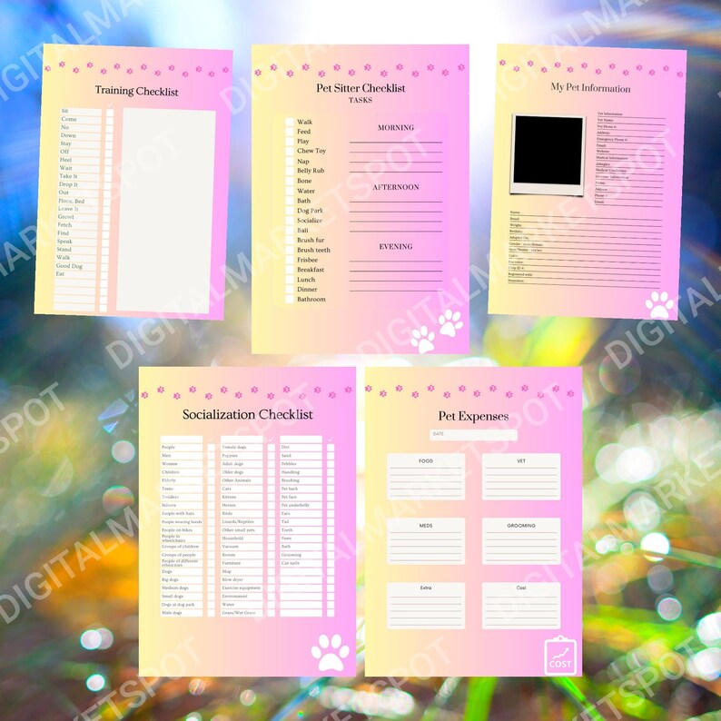 Printable Pet/dog Planner, Fillable Pet Planner, Pet Care Planner, Pet