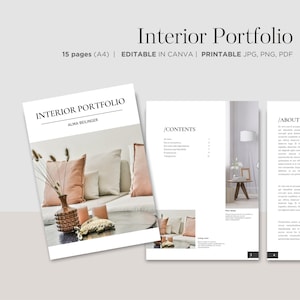 Interior PORTFOLIO Template, Interior Design, Canva Ebook, Ebook Template, Canva Template, Design Presentation Template, Digital Download