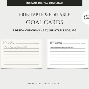 Carte objectif imprimable, carte objectif manifeste, modèle de carte objectif minimaliste, carte objectif objectif, carte objectif modifiable, téléchargement immédiat, PDF