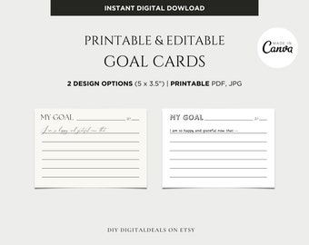 Printable Goal Card Template: Minimalist Design (Digital Download)