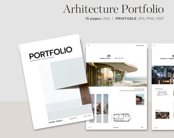 Architektur Portfolio Canva Template: Minimalistischer Kundenvorschlag (Digitaler Download)