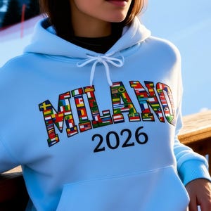 Milano Italia 2026 Hooded Sweatshirt | Winter Sports 2026 Sweater with Country Flags