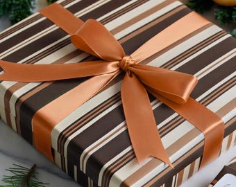 Luxury Earth Tone Wrapping Paper - Custom Name 70s Style Striped Gift Wrap