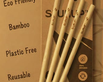 20 Bamboo Straws | Reusable Zero-Waste Straws | Eco Friendly  Christmas Gift Set 6x200mm