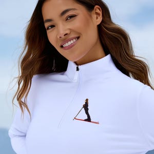 Ski Ladies Quarter-Zip Sport Pullover Sweatshirt, Après-Ski Gift, Winter Boho Sport Style, Unisex Clothing