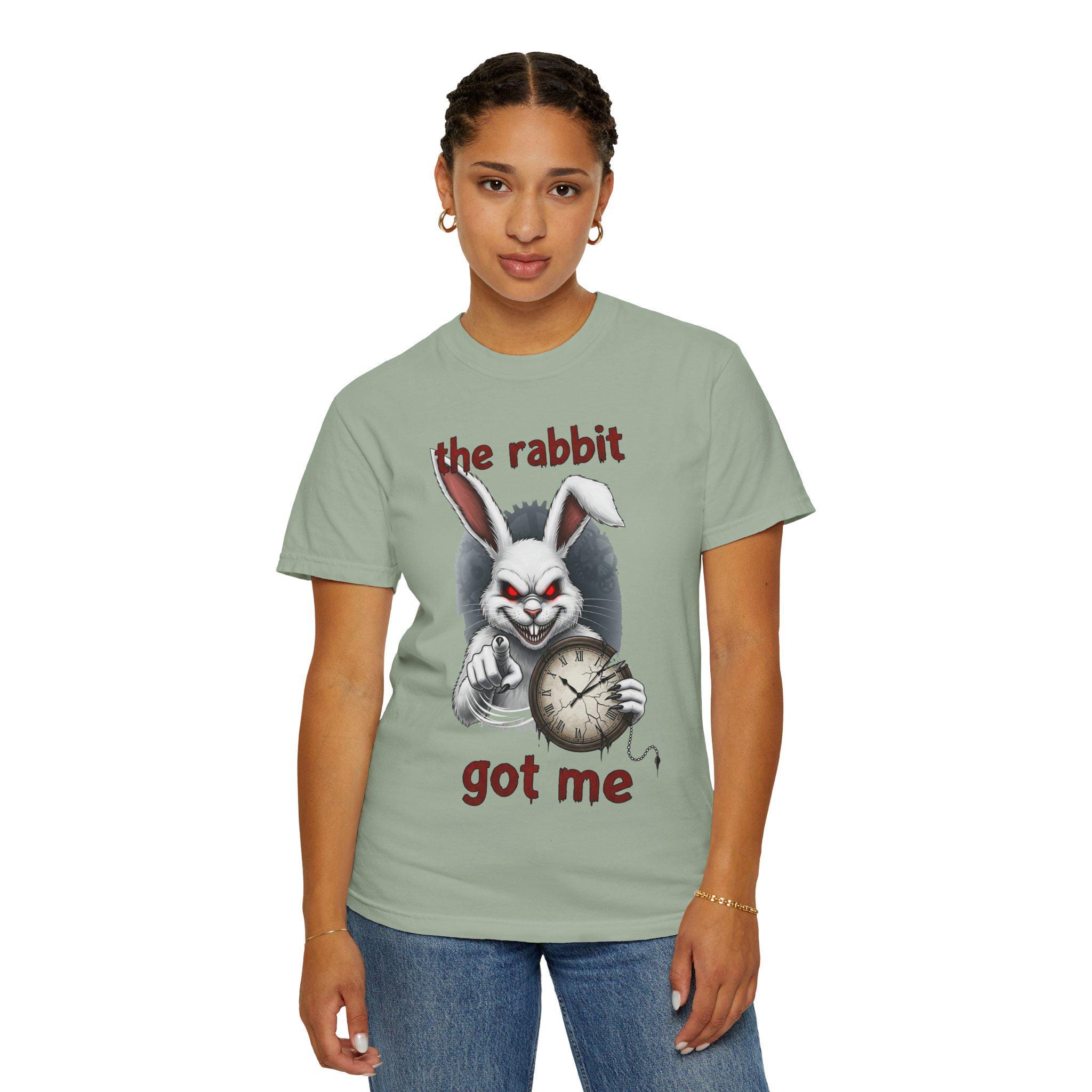 Distressed White Rabbit Meme Shirt - Gothic Wonderland Time Running Out ...