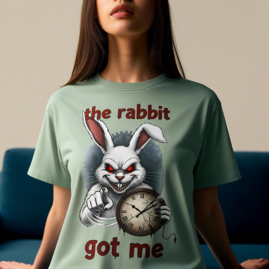 Distressed White Rabbit Meme Shirt - Gothic Wonderland Time Running Out ...