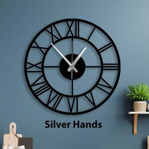 Horloge murale unique en métal, très grande horloge, horloge moderne, horloge murale silencieuse, horloge murale de cuisine, horloge rétro, cadeau de pendaison de crémaillère, horloge murale Silver