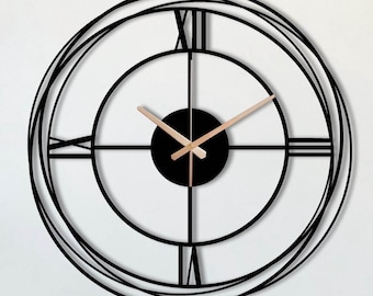 Reloj de pared moderno de metal: gran reloj minimalista silencioso para decoración artística.