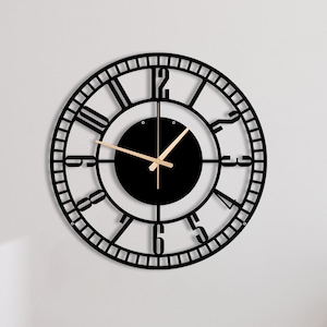 Wall Clock, Oversized Wall Clock,Silent Metal Wall Clock For Farmhouse,Black Wall Clock,Small Wall Clock, Horloge Murale,Handmade Gift Clock