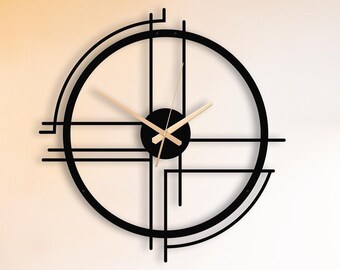 Reloj de pared de metal grande de diseño minimalista moderno, arte de pared de metal único, reloj de pared de metal silencioso, reloj de pared de metal decorativo, regalo del día de la madre