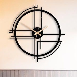Grande horloge murale en métal au design minimaliste moderne, oeuvre d'art murale en métal unique, horloge murale silencieuse en métal, horloge murale décorative en métal, cadeau de fête des mères image 1