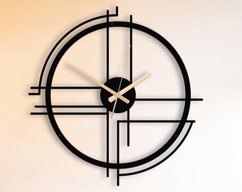 Grande horloge murale en métal au design minimaliste moderne, oeuvre d'art murale en métal unique, horloge murale silencieuse en métal, horloge murale décorative en métal, cadeau de fête des mères