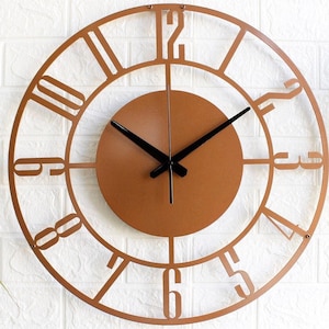 Copper Metal Wall Clocks, Modern Wall Clock Silent, Large Wall Clock Unique, Farmhouse Clock, Copper Wall Decor, Clock Wall Art, Mothers Day