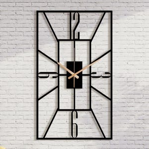Rectangle Metal Wall Clock: Silent Modern Art Deco Design