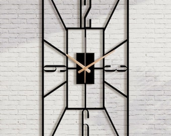 Rectangle Metal Wall Clock: Silent Modern Art Deco Design