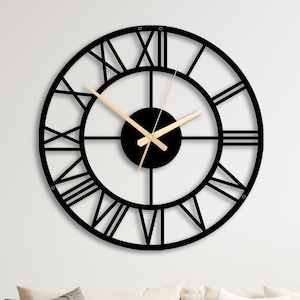 Horloge murale unique en métal, très grande horloge, horloge moderne, horloge murale silencieuse, horloge murale de cuisine, horloge rétro, cadeau de pendaison de crémaillère, horloge murale image 2