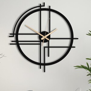 Horloge murale en métal au design minimaliste, horloge murale d'art moderne, horloge murale silencieuse surdimensionnée, décoration d'intérieur unique, horloge faite main, cadeau de pendaison de crémaillère image 3