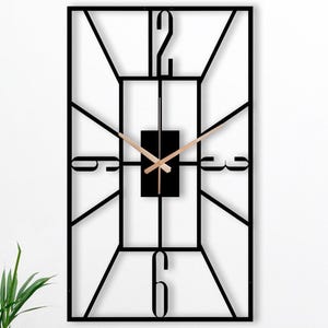 Modern Rectangle Metal Wall Clock: Large Silent Wall Art