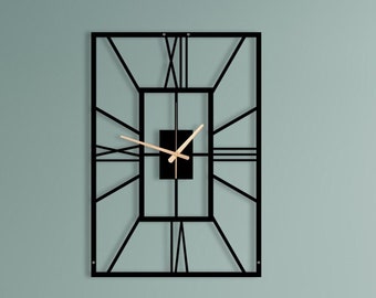 Rectangle Wall Clock, Metal Wall Clock, Metal Wall Art, Living Room Decor, Wall Decoration, Home Metal Decor, Metal Art Decor, Home Gifts.