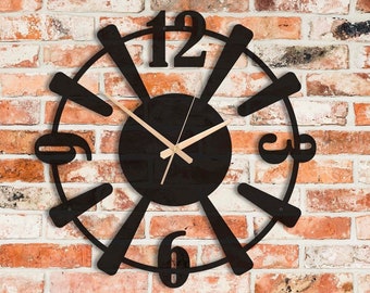 Handmade Metal Wall Clock: Modern Art Deco, Oversized Silent Clock