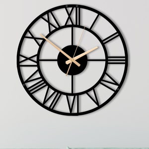 Large Wall Clock, Unique Wall Clock,Roman Numeral Clock,Modern Silent Metal Wall Clock,Clock for Living Room, Metal Wall Decor,Birthday Gift