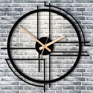 Moderne minimalistische übergroße Metallwanduhr, Vatertagsgeschenk, einzigartige Metallwandkunst, Metallwanddekor für Haus und Büro, stille Wanduhr
