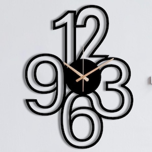 Modern Metal Wall Clock with Large Numbers, Gift for Kids, Oversize Clock, Contemporary Geometric Home Decor, Unique Wall Art Clock, Wanduhr