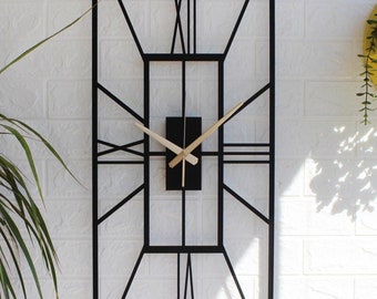 Rectangle Wall Clock,Large Metal Clocks for Wall,Unique Wall Clock,Vertical Wall Clock,Modern Wall Clock,Rectangular Design Metal Wall Decor