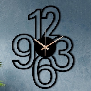 Large Metal Number Wall Clock: Geometric Modern Home Decor