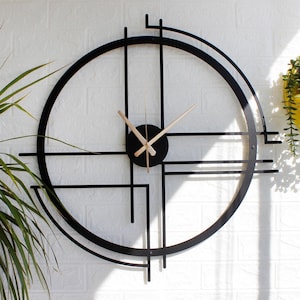 Minimalist Metal Wall Clock: Oversized Silent Art Decor
