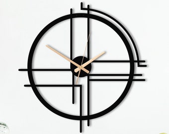 Horloge murale en métal surdimensionnée minimaliste moderne, très grande horloge murale, horloge silencieuse, décoration murale en métal, art mural en métal unique, cadeau de fête des mères