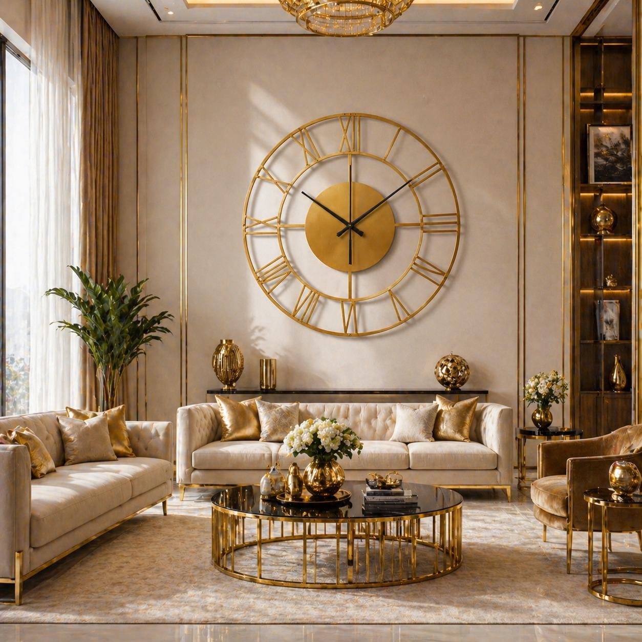 Large Hammered Bronze Metal Wall Clock 90 100 120 CM Roman Numeral ...
