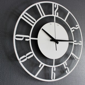 White Color Silent Metal Wall Clock With Numbers, Oversized Modern Metal Wall Clock, Unique White Wall Clock,Extra Large Clock ,Mantel Clock White Clock
