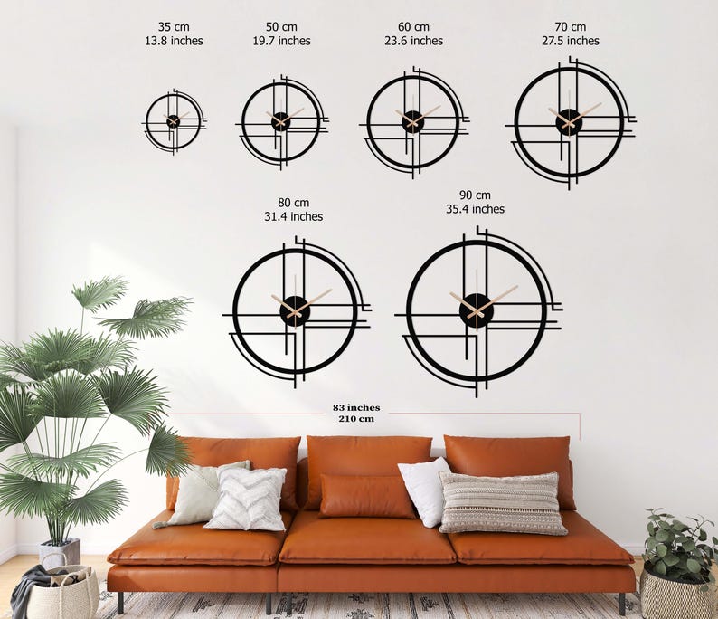 Modern Minimalist Oversized Metal Wall Clock, Fathers Day Gift, Unique
