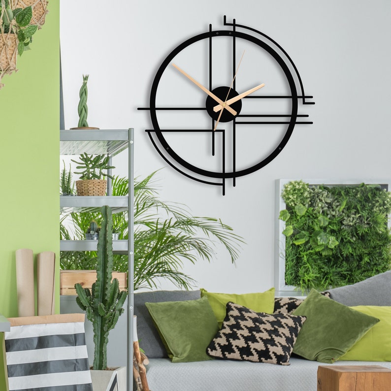Moderne minimalistische übergroße Metallwanduhr, Valentinstaggeschenk, einzigartige Metallwandkunst, Metallwanddekor für Haus und Büro, kleine Uhr Gold