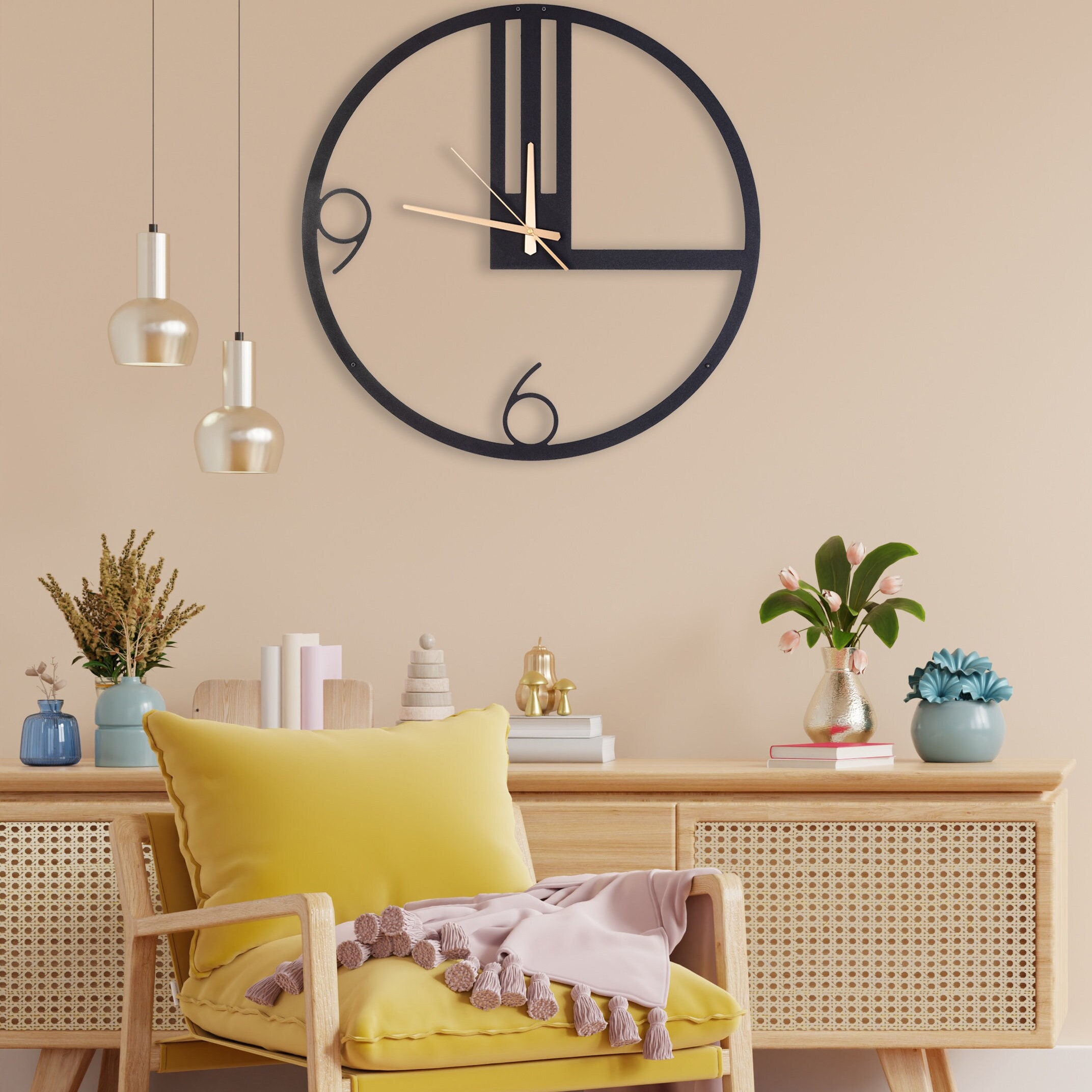Large Metal Wall Clock: Modern Silent Design, Home Decor - Etsy
