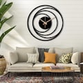Large Metal Wall Clock, Black Silent Modern Clock, Minimalist Geometric Living Room Decor