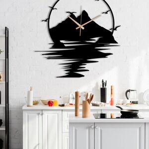 kitchen metal wall clock landscape wall clock with silent movement and premium steel construction