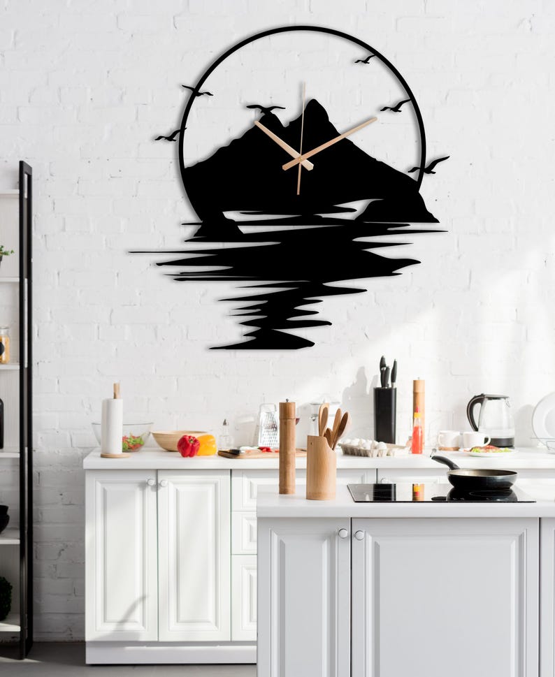 kitchen metal wall clock landscape wall clock with silent movement and premium steel construction