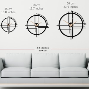 Reloj de pared de metal minimalista moderno de gran tamaño, reloj de pared extra grande, reloj silencioso, decoración de pared de metal, arte de pared de metal único, regalo del Día de la Madre imagen 8