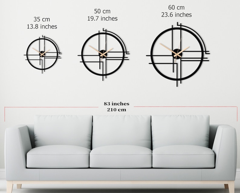 Horloge murale en métal surdimensionnée minimaliste moderne, très grande horloge murale, horloge silencieuse, décoration murale en métal, art mural en métal unique, cadeau de fête des mères image 8