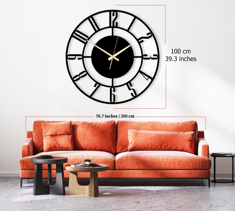Wall Clock,Large Wall Clock,Unique Clock for Your Home,Modern,Silent,Black Metal Clocks,Wall Clock with Numbers,Home Decor Clocks And Gifts image 8