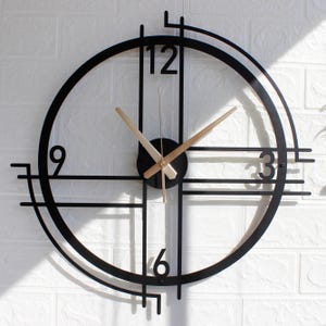 Reloj de pared minimalista grande de color negro, reloj de pared de metal de diseño único, reloj de pared grande silencioso moderno, reloj de metal artístico, reloj de pared, reloj de regalo para el hogar