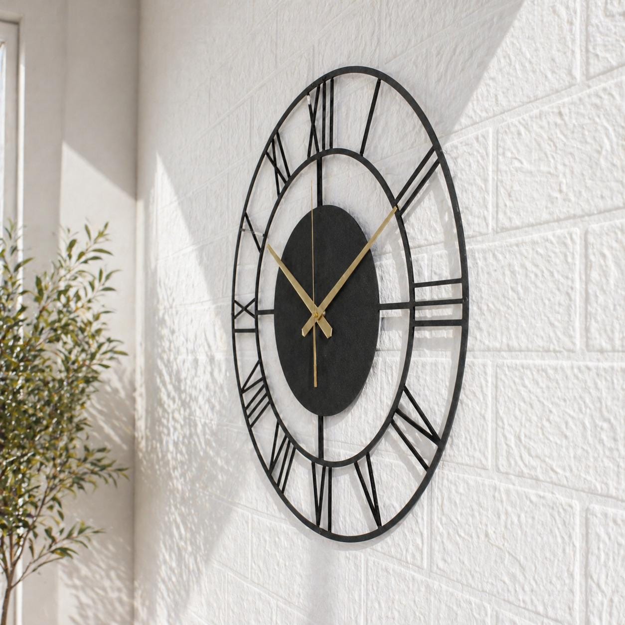 Large Hammered Bronze Metal Wall Clock 90 100 120 CM Roman Numeral ...