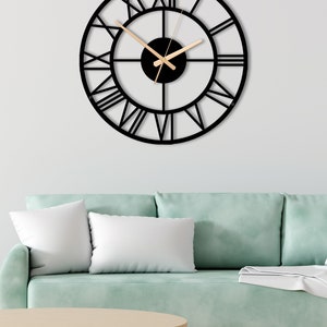 Horloge murale unique en métal, très grande horloge, horloge moderne, horloge murale silencieuse, horloge murale de cuisine, horloge rétro, cadeau de pendaison de crémaillère, horloge murale image 4