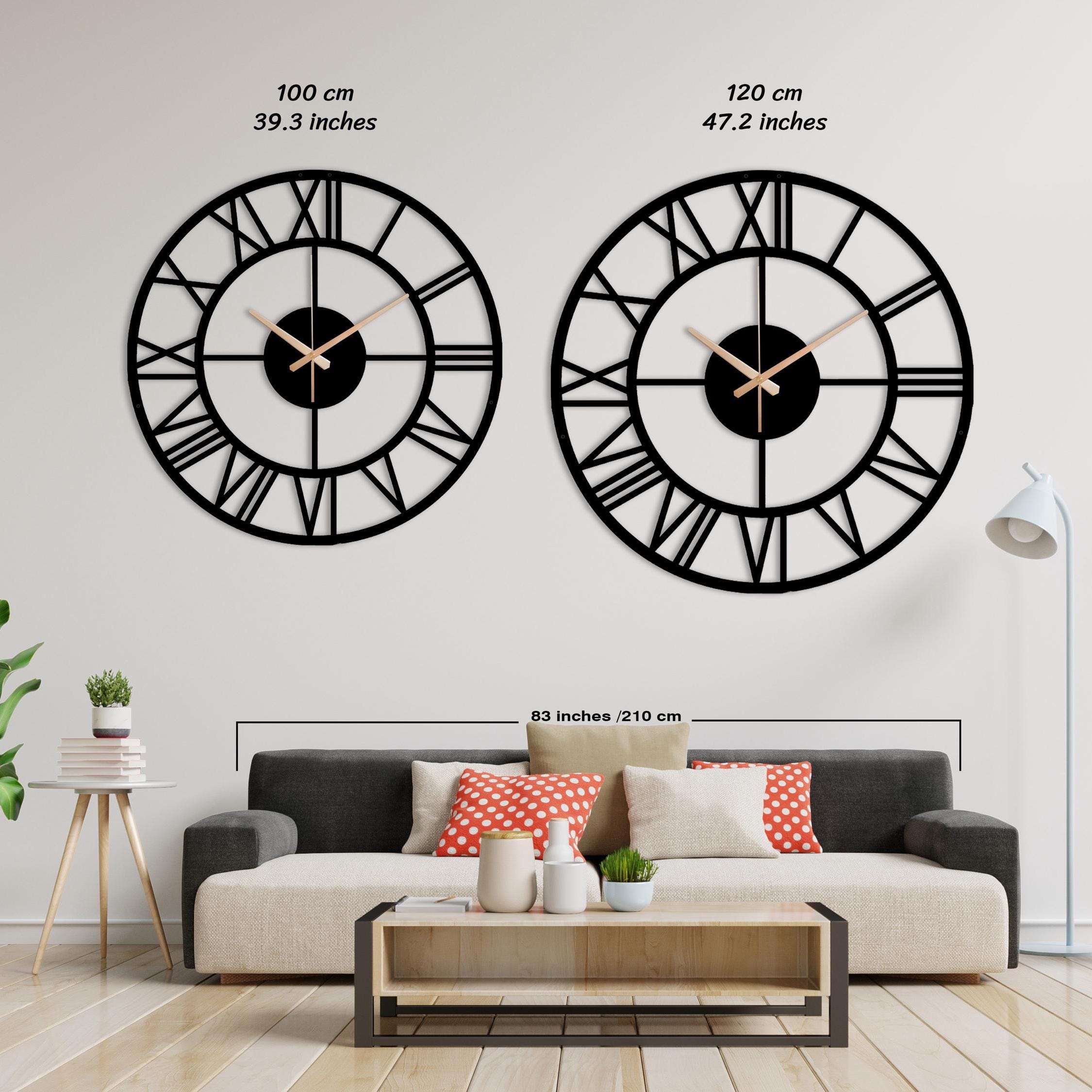 Large Hammered Bronze Metal Wall Clock 90 100 120 CM Roman Numeral ...