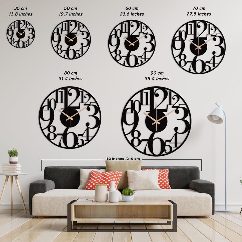 Oversized Metal Wall Clock: Modern Number Design, Silent Movement - Etsy