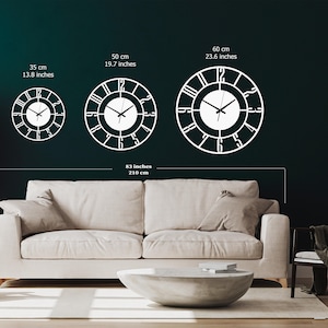 White Color Silent Metal Wall Clock With Numbers, Oversized Modern Metal Wall Clock, Unique White Wall Clock,Extra Large Clock ,Mantel Clock image 5